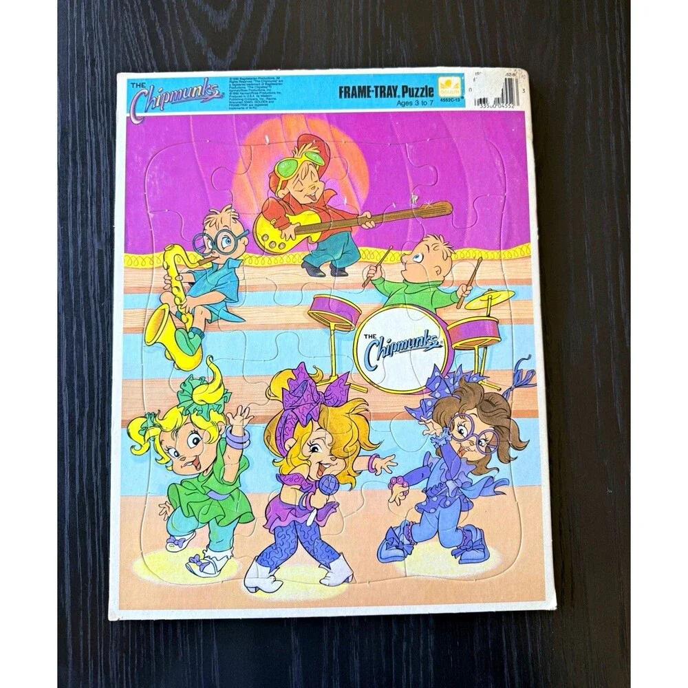 Vintage 11x14 1990 Golden The Chipmunks Frame-Tray Cardboard Puzzle
